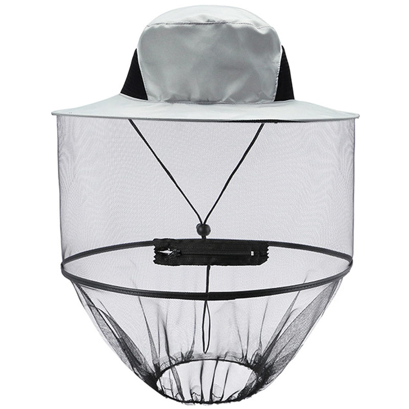 [Australia] - ITYOOS 1 piece beekeeper hat with veil men's beekeeper hat mosquito net hat gray sun hat with removable mosquito head net hat fishing hat wide brim sun protection bee protection mosquito protection sun hat 
