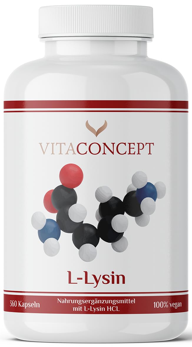 [Australia] - L-Lysine I 360 capsules I 800mg L Lysine from 1000mg L-Lysine HCl/day I from vegetable fermentation I vegan I high dose I Vitaconcept® 