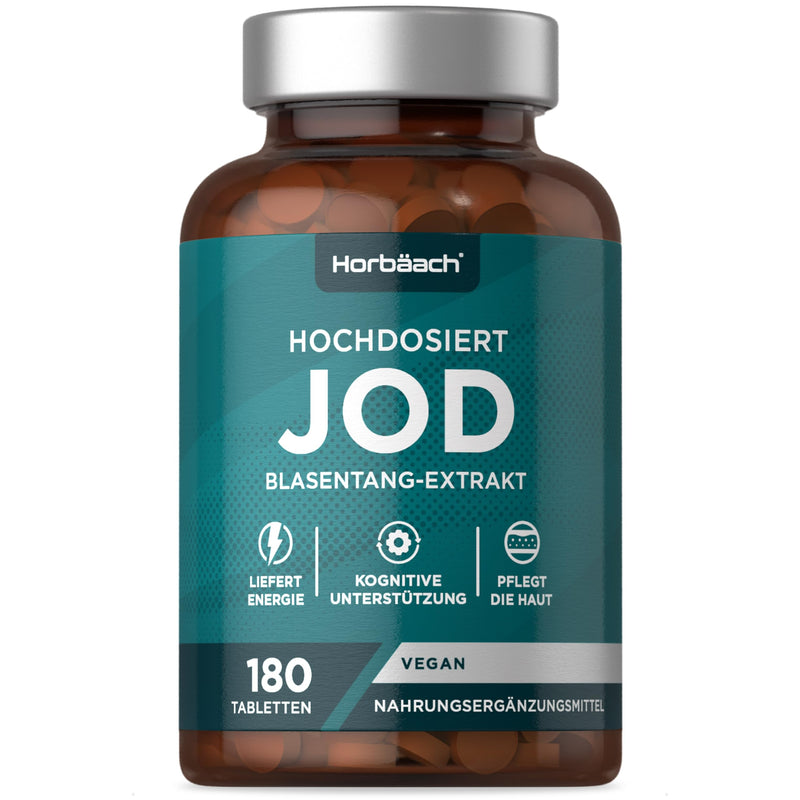 [Australia] - Iodine tablets from kelp | 150µg | for the thyroid | High dosage | 180 vegan pieces | Iodine Tablets | 150 mcg | from Horbaach 