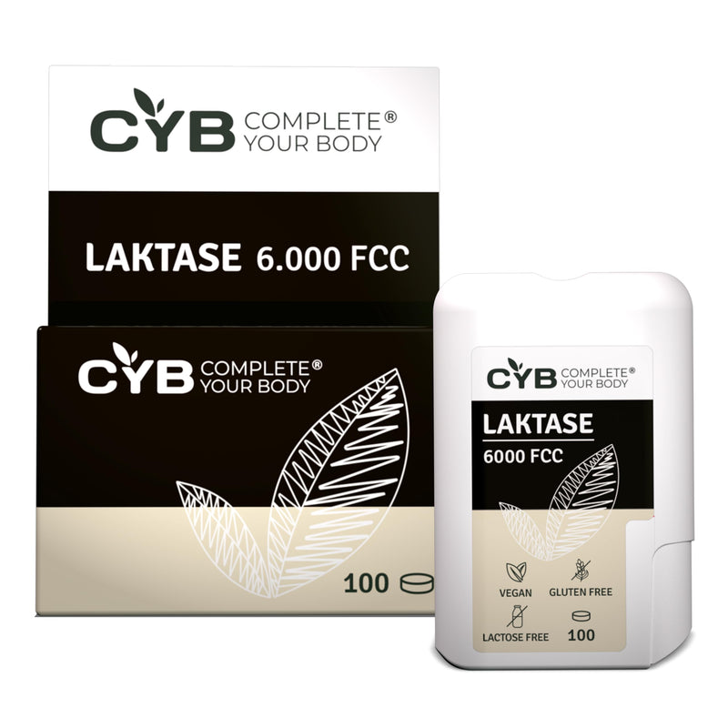 [Australia] - CYB | Lactase 6000 FCC - 100 lactase tablets - For lactose intolerance - Milk intolerance - Practical dispenser with mini tablets - Laboratory tested 