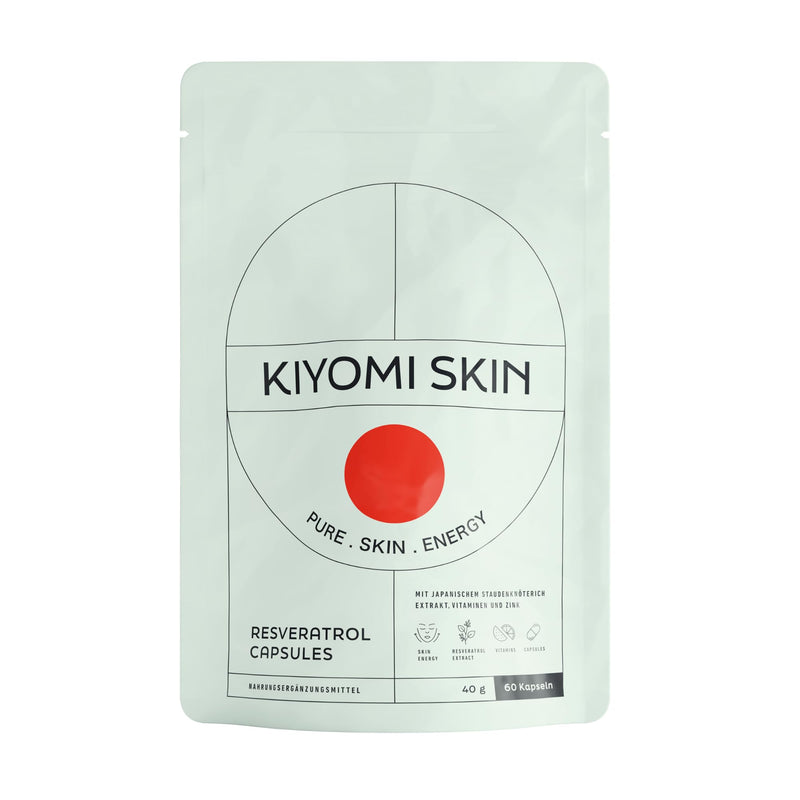 [Australia] - KIYOMI SKIN Energy Resveratrol Capsules - 60 Capsules - Dietary Supplement for All Skin Types, Radiant Complexion, Antioxidant Protection - Vegan, Hypoallergenic, Gluten and Lactose Free 