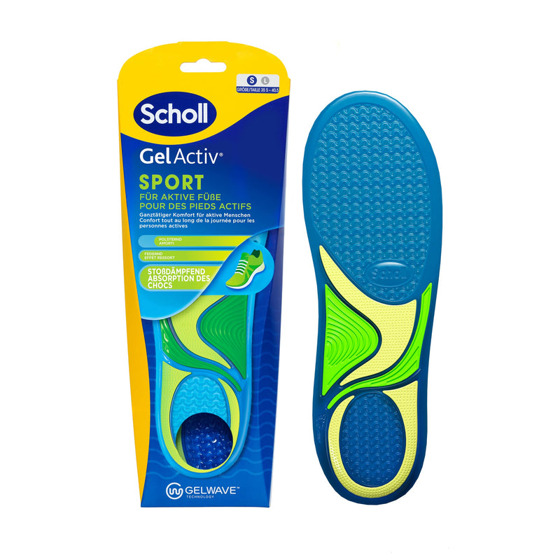 [Australia] - Scholl GelActiv sports insoles for women, all-day comfortable running shoe insoles for fresh and cool feet, super shock absorption and suspension with GelWave technology, size 35.5-40.5 