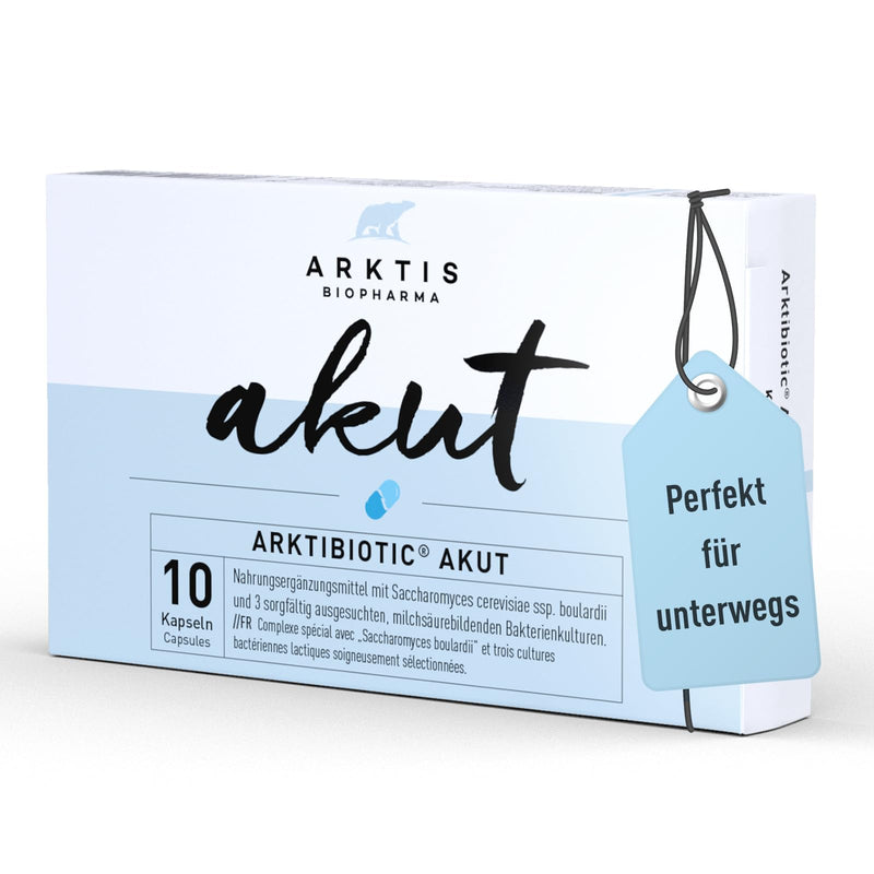 [Australia] - Arktibiotic Akut 10 capsules for acute intestinal flora support | With Saccharomyces boulardii, zinc & 3 lactic acid bacteria cultures 