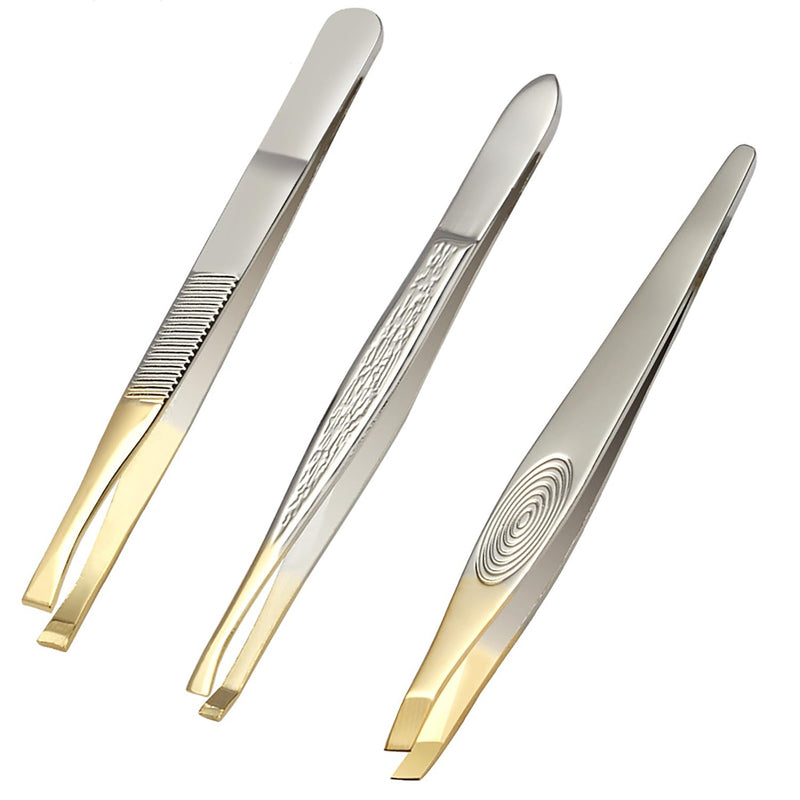 [Australia] - SHUBEIEUMI tweezers set, 3-piece precision tweezers set, hair plucking tweezers, eyebrow plucking tweezers, stainless steel tweezers, for facial care for plucking eyebrows 