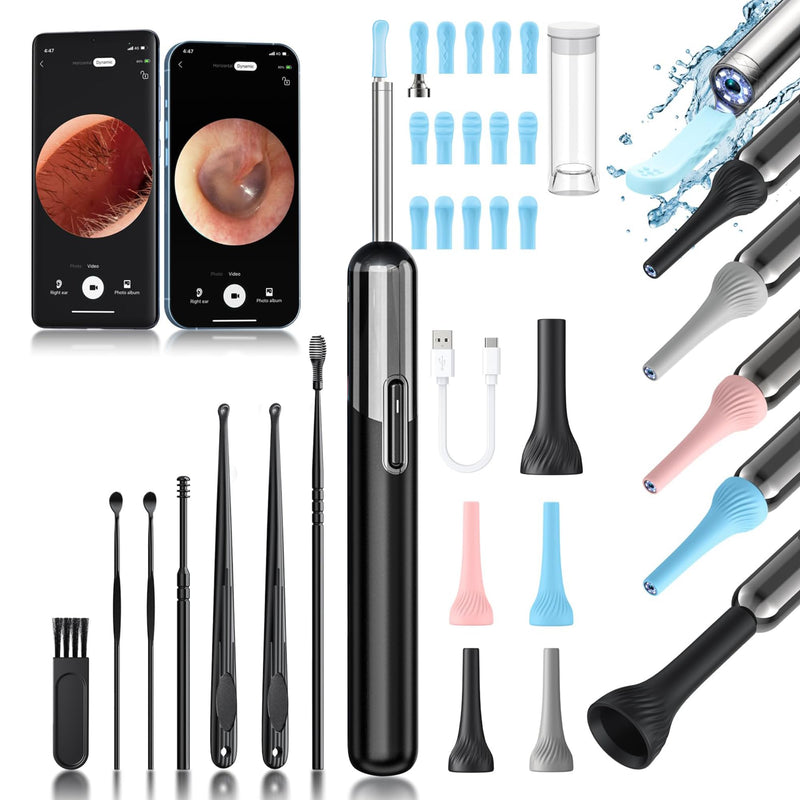 [Australia] - Qimic Earwax Remover Otoscope, WiFi Ear Cleaner with Camera, IP67 Waterproof Ear Endoscope, 360° Wide Angle Otoscope Camera with 6 LEDs for iPhone, Android Smartphones and iPad 
