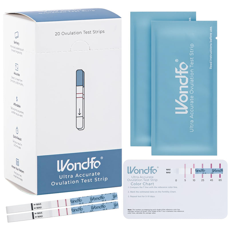 [Australia] - Wondfo Ovulation Test 20x LH 0-65mIU/ml Continuous Prediction of Ovulation Days Fertility Test Strips Quantitative Ovulation Tests for Women at Home Pinpoint 2 Peak Fertility Days 