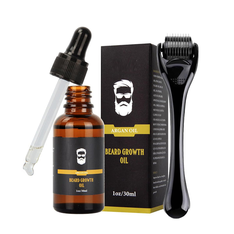 [Australia] - Beard Growth Kit-Beard Kit for Men/Beard Growth Oil, 0.5mm Beard Roller Stimulate Beard and Hair Growth, Beard Kit for Spot/Patchy Beard,Birthday &Valentines Gifts for Men Boyfriend Husband 