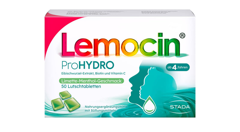 [Australia] - Lemocin ProHYDRO lozenges with lime-menthol flavor for throat and throat - for adults and children aged 4 and over - with vitamin C, biotin and marshmallow root extract - 1 x 50 pieces 