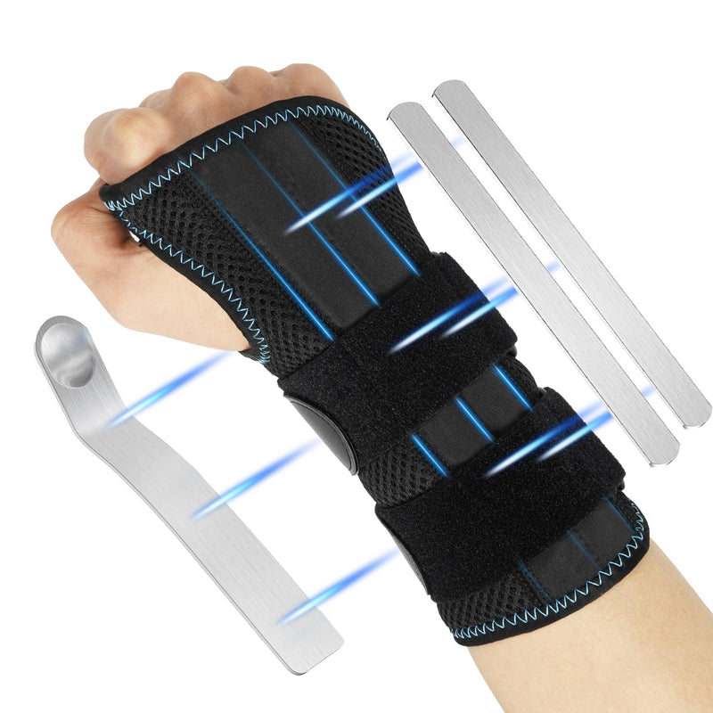 [Australia] - SUPRBIRD Wrist Bandages, Wrist Support with 3 Metal Splint Stabilizer, Carpal Tunnel Brace for Relieving Tendinitis Arthritis Pain in Carpal Tunnel (Right, S/M) Droit 