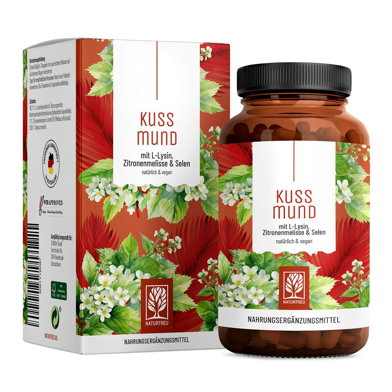 [Australia] - L-Lysine 1000 mg high dose - L-Lysine complex with lemon balm and selenium - High dose L-Lysine capsules - Naturtreu Kussmund vegan & laboratory tested 