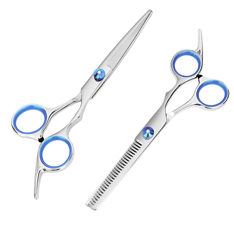 [Australia] - Haircut Scissors and Thinning Scissors, 6.5in Professional Stainless Steel Hairdressing Scissors with Sharp Blades, Ergonomic Hairdressing Scissors for Men Women Children and Pets Hair 
