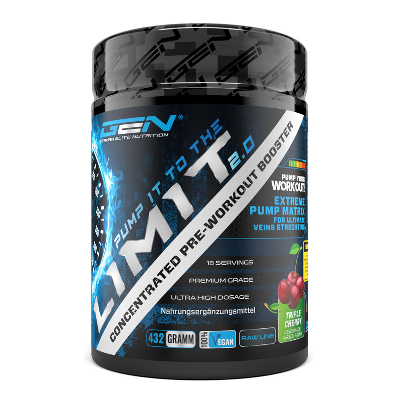 [Australia] - Pump it to the Limit - Pump Booster - Ultra high dose - Pre Workout with Citrulline + AAKG + Taurine + L-Ornithine + Beetroot Extract - Without Caffeine - 432 g Powder - Triple Cherry Flavor 