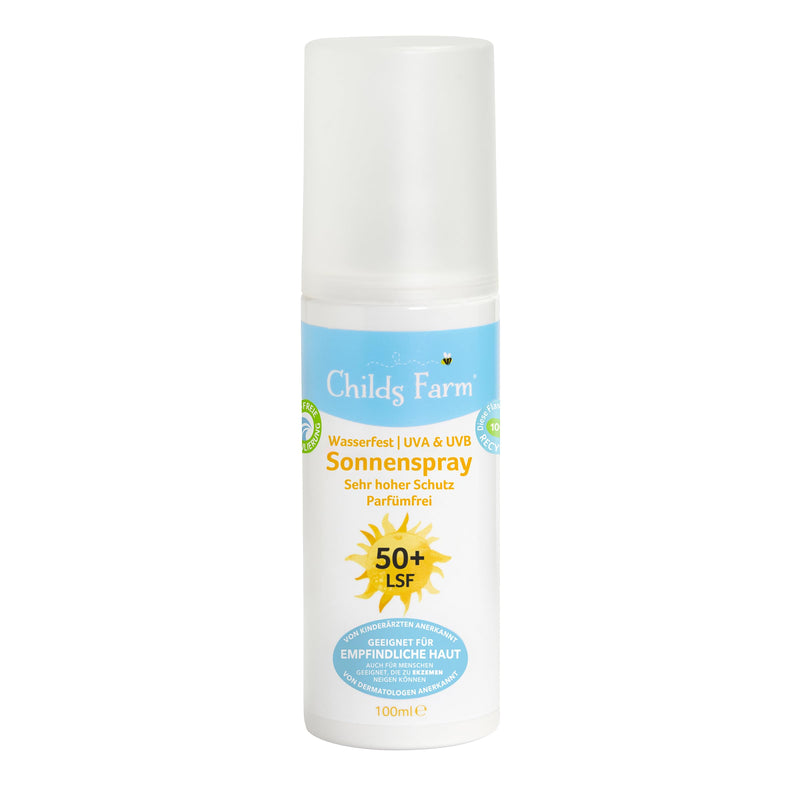 [Australia] - Childs Farm Sunscreen Spray for Children and Babies, Very High Protection with SPF 50+, Waterproof, UVA and UVB Protection, 100ml | Suitable for dry, sensitive or eczema-prone skin 