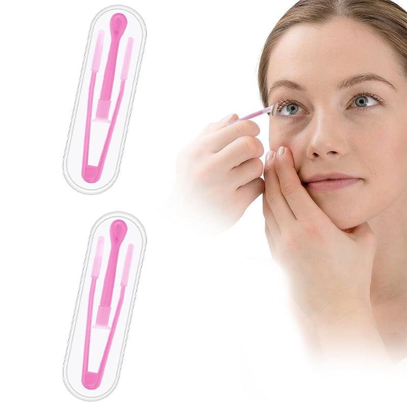 [Australia] - 2-in-1 contact lens set: tweezers, suction cup, remover & inserter made of silicone including storage case in red - comfortable, hygienic and practical. 