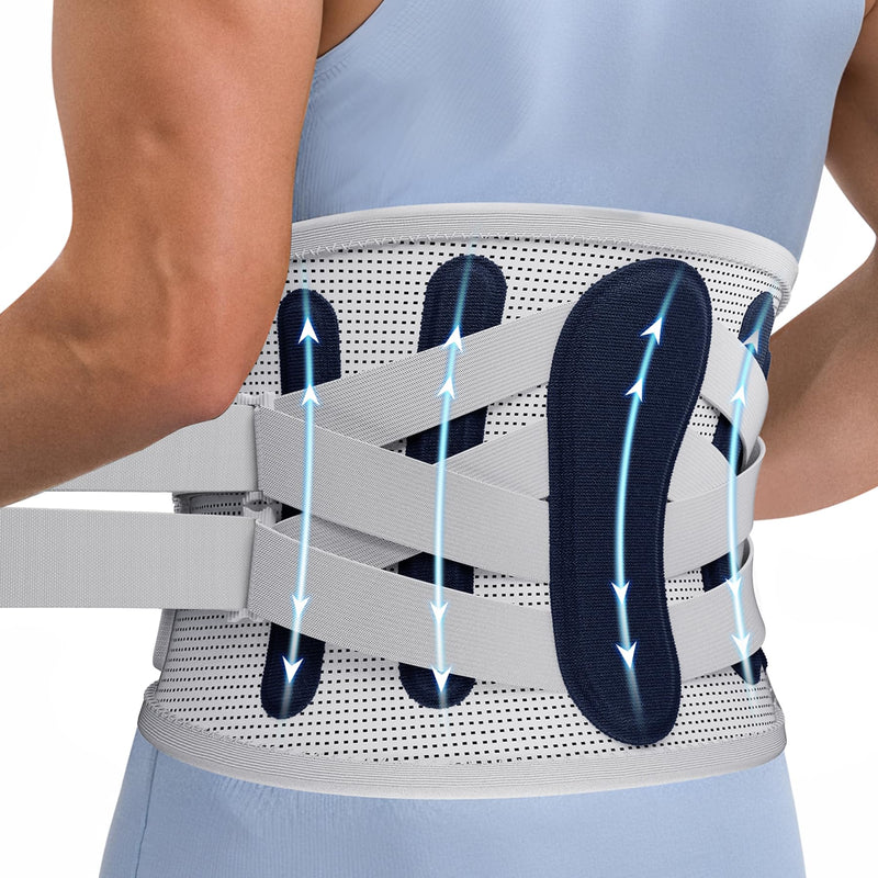 [Australia] - ProWaves Back Brace for Men Women Lumbar Support to Relieve Lower Back Pain, Comfortable Back Support Belt with 5 Struts Back Belt for Gym Straight Posture (Large) L 