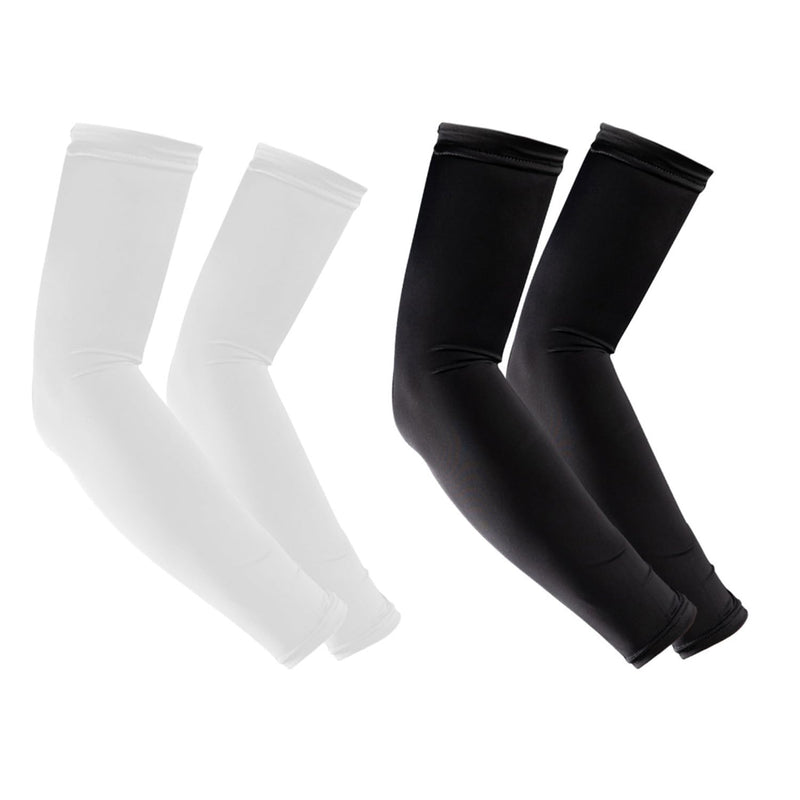 [Australia] - ZEACCT 2 Double Arm Sleeves, Women's Arm Compression Tube, Outdoor Sun Protection Sleeves, UV Protection Ice Sleeves, Sun Protection Cover, Suitable for Cycling, Basketball, Running (Black + White) 