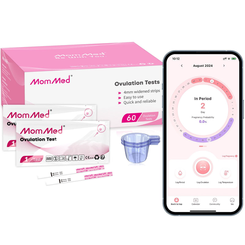 [Australia] - MOMMED Ovulation test strips, 60 practical ovulation test sticks with 60 urine cups - quick fertility test for women - ovulation test strips 25 mIU/ml 60 pieces (pack of 1) 