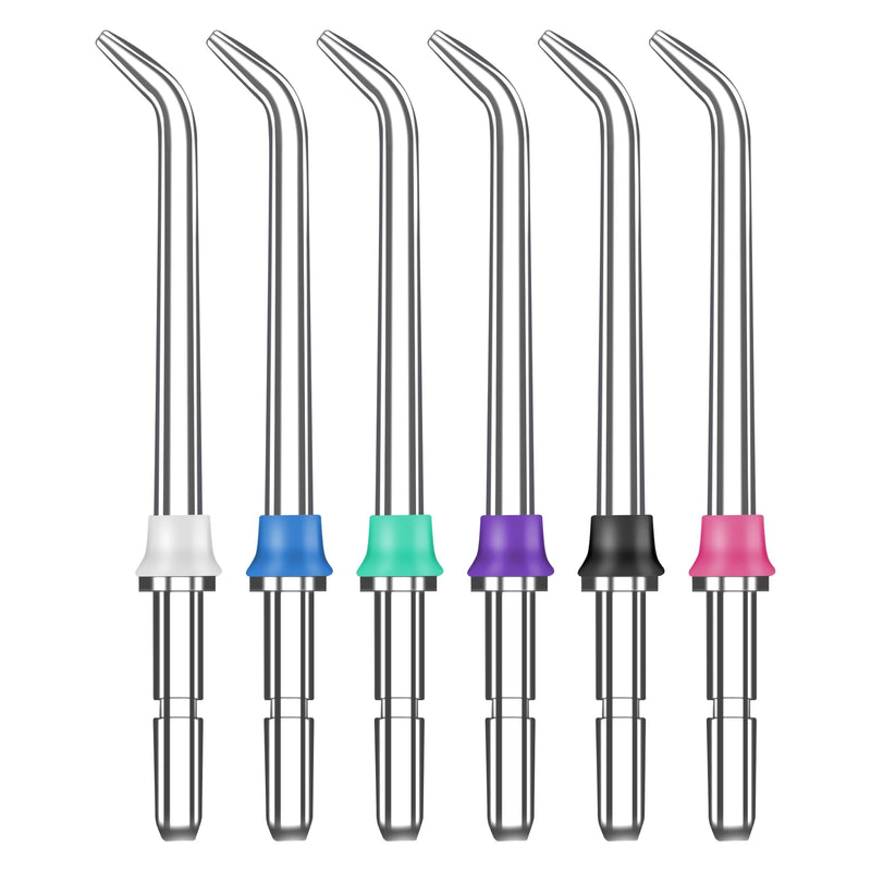 [Australia] - Set of 6 Replacement Dental Shower Tips Compatible with Waterpik WP-100 and Other Models, Classic Dental Spray Water, Oral Sprinkler Nozzles, Multi-Colour 