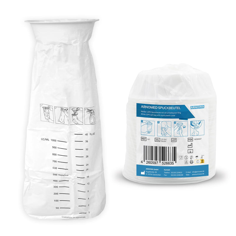 [Australia] - 25x ARNOMED spit bags, liquid-tight LDPE vomit bags, leak-proof spit bags with ring, spit bags 2000 ml, vomit bags for travel and pregnancy sickness, vomit bags for children and adults 25 