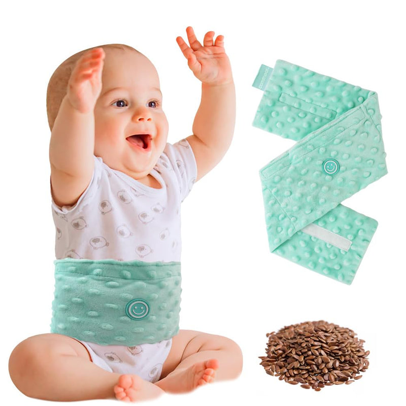 [Australia] - Comfheat Colic and Gas Relief for Newborns and Toddlers, Flaxseed Heated Tummy Wrap, Baby Swaddling Belt, Natural Aid for Upset Stomach in Babies and Toddlers, 0-3 Years (Green) Green 