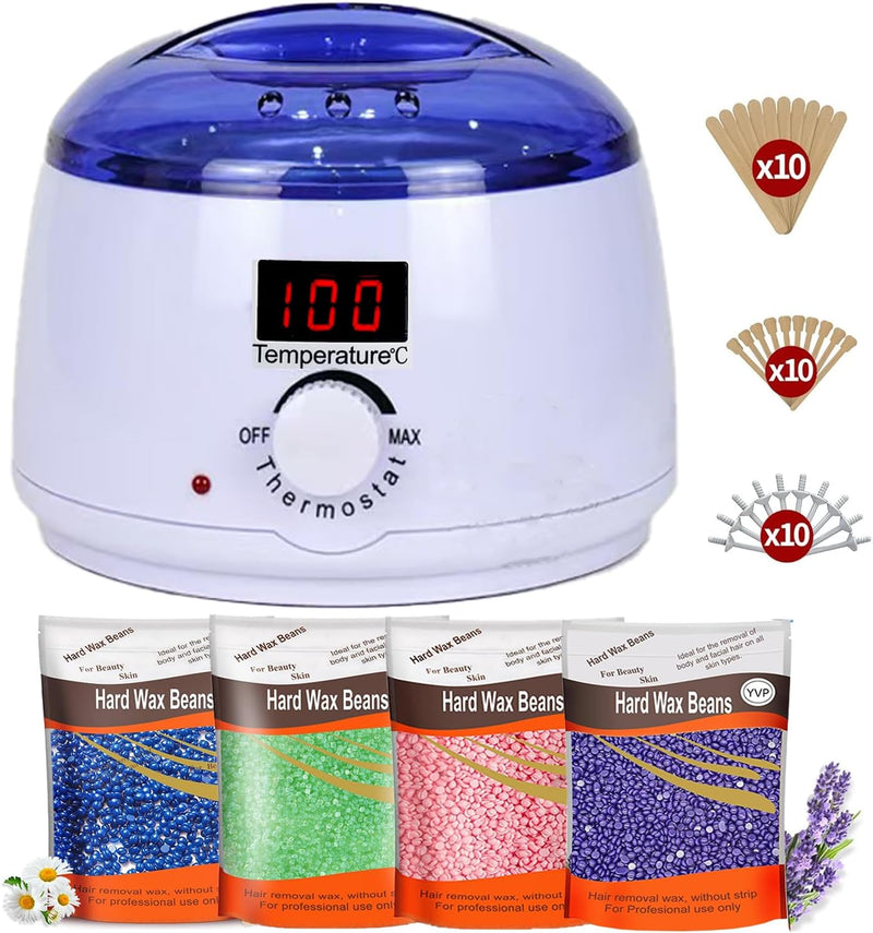 [Australia] - Waxing set wax professional, wax machine with 400g wax beads, 1 silicone bowl, 2 bottles of treatment oil for relaxed skin and effective hair removal through waxing wax warmer 1.35 kg (pack of 1) 