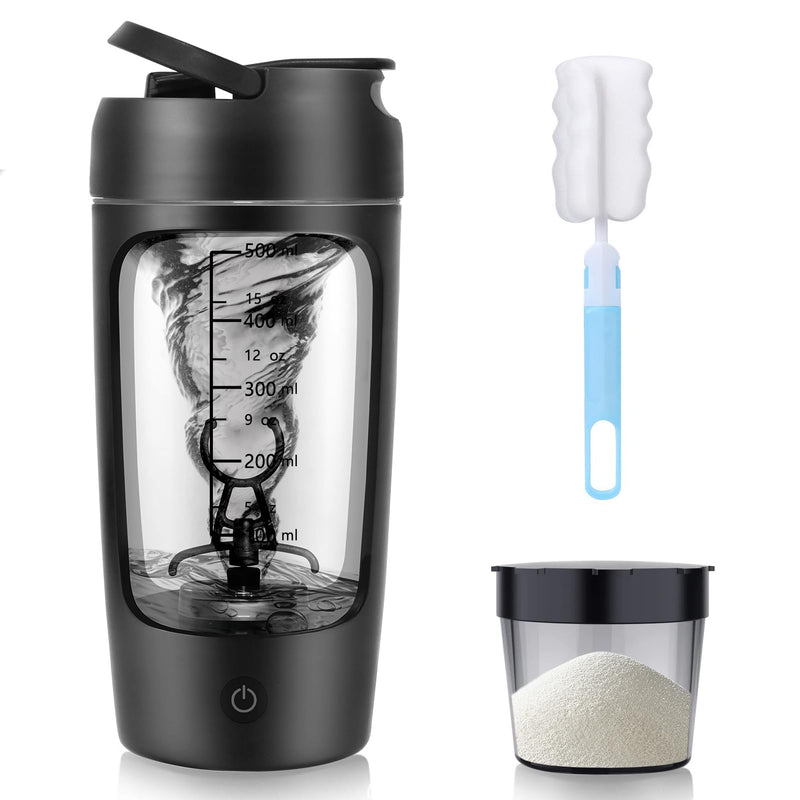 [Australia] - SOARFLY Shaker Electric Shaker with Powder Compartment 650ML, Shaker Protein Shake USB Rechargeable, Protein Mixer Shaker for Protein Shake and Milk Shake, Electric Protein Shaker, BPA-Free, Black 