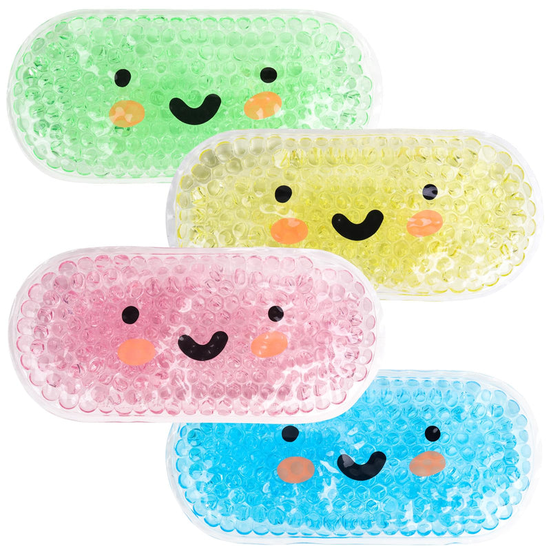 [Australia] - Hilph Mini Gel Cooling Packs Children's Cooling Pads for Children, 4 x Cold Warm Compress Non-Toxic Small Ice Packs Cooling Pads for Fever, Bumps, Bruises, Toothaches or Headaches, 2.5" x 5.3" Rectangular (Smile Pattern) 