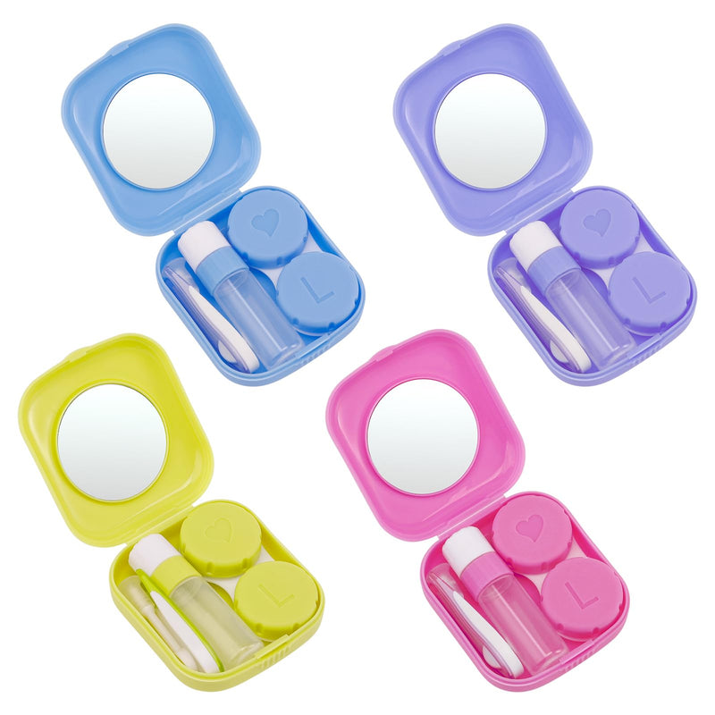 [Australia] - Yamitora Pack of 4 Portable Contact Lens Cases, Contact Lens Storage with Contact Lens Insertion Aid, Mirror - Contact Lens Case Contact Lens Cases for Travel, Home 