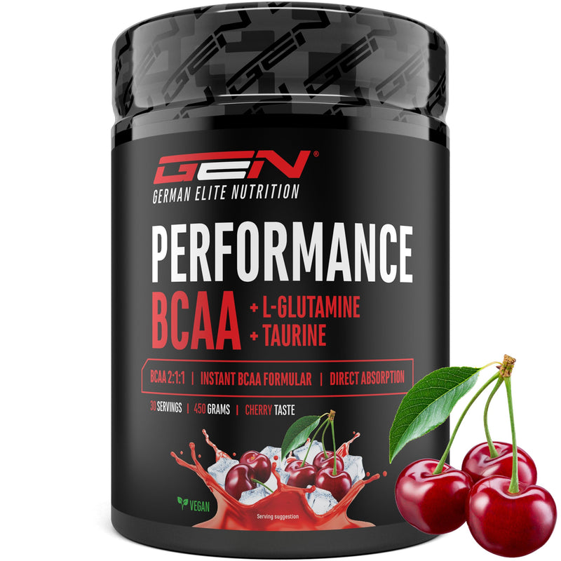 [Australia] - BCAA Performance - 450 g powder - Instant BCAAs + L-Glutamine + Taurine - Delicious & super solubility - Vegan amino acids - 2:1:1 ratio - (Cherry) cherry 