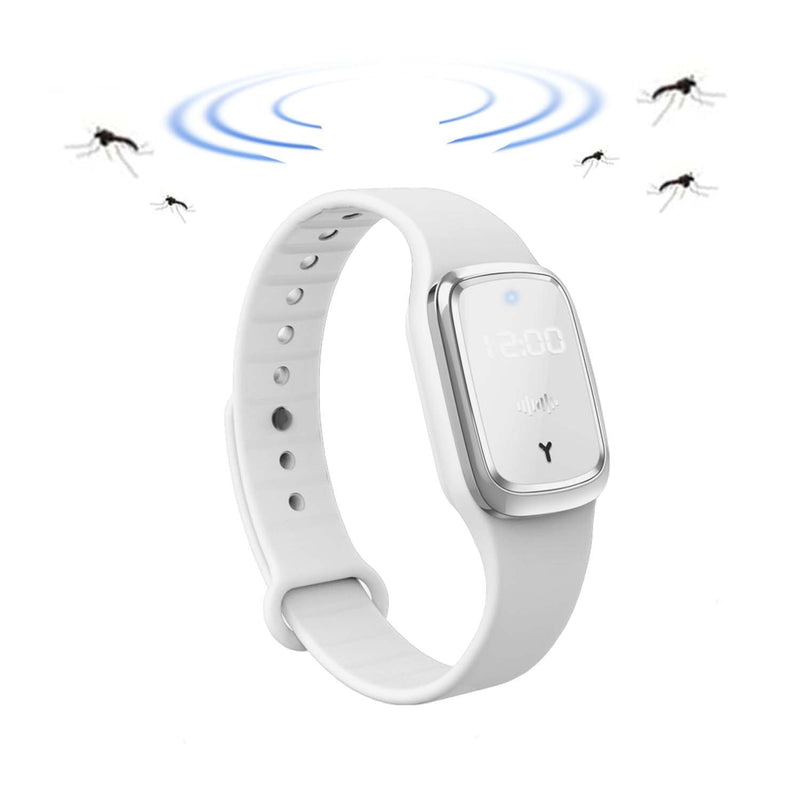 [Australia] - Feloyal Mosquito Repellent Bracelets, Waterproof USB Rechargeable Ultrasonic Mosquito Repellent Watch for Indoor and Outdoor Use for Adults and Children (White) 