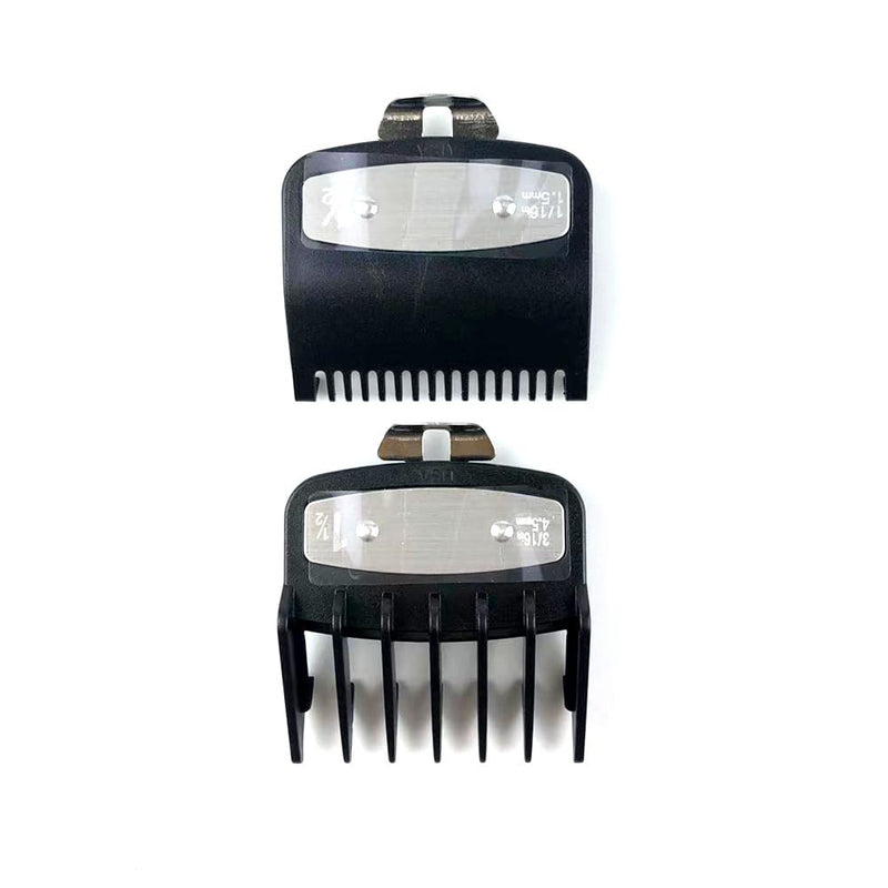 [Australia] - Beard trimmer attachment comb set kit, slide-on combs for clippers, comb attachments set, trimmer attachments attachment comb, for choice of beard trimmer, facial hair trimmer, hairdressing salons, 2 pieces, black 