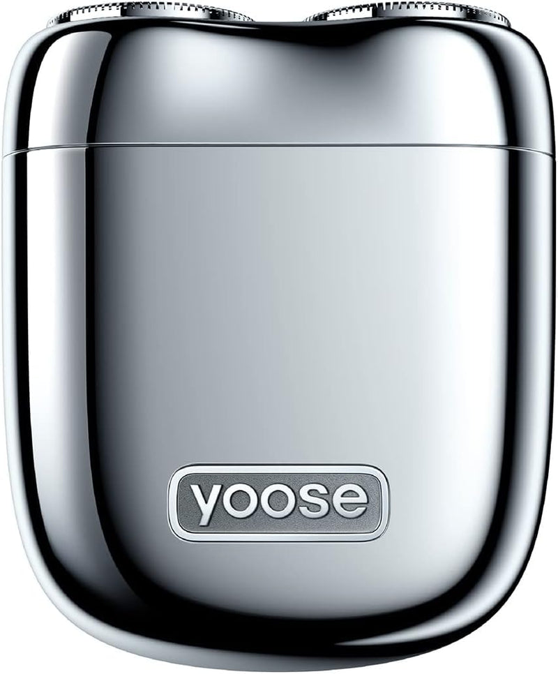 [Australia] - yoose MINI men's electric shaver, men's electric shaver made of alloy, IPX7 waterproof electric shaver for men with 8000rpm motor, Type-C cable and magnetic shaving head, silver 