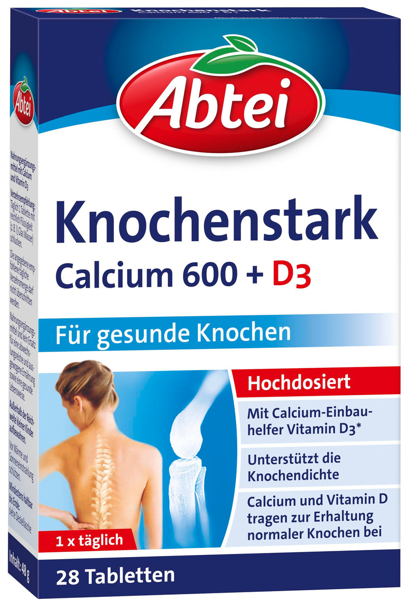 [Australia] - Abtei Bone Strong Calcium 600 + D3 - high dose - dietary supplement for healthy bones - gluten-free, lactose-free, suitable for vegetarians - 1 x 28 film-coated tablets NEW 28 pieces (pack of 1) 