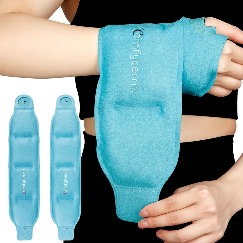 [Australia] - Comfytemp cooling cuff wrist with Velcro fastener (2 pieces) cooling bandage, gel cooling pads for carpal tunnel pain, arthritis and tendonitis, cold warm compress cooling pack 