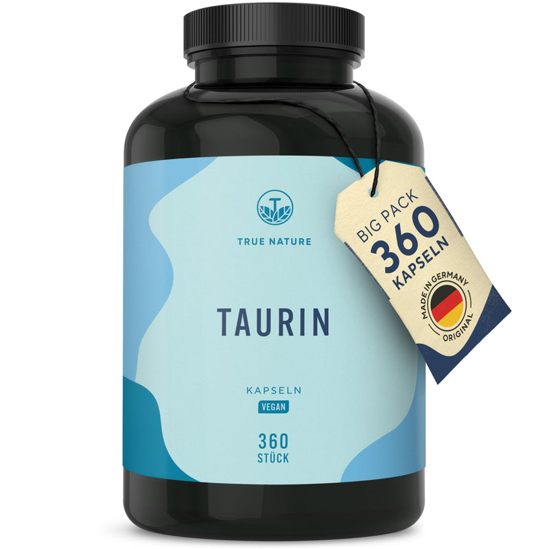 [Australia] - Taurine capsules - 2000 mg Taurine daily dose high dose - 360 capsules: Big Pack - 6 month supply - Pre Workout Booster without caffeine - Vegan, without artificial additives - German production - TRUE NATURE 360 pieces (pack of 1) 