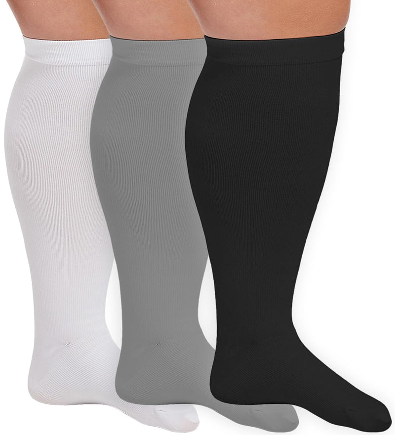 [Australia] - 3 Pairs of Medical Compression Stockings for Women and Men 20-30 mmHg, Thick Calf Support Stockings for Medical Varicose Veins Edema Flight 7XL 3x Mix01 