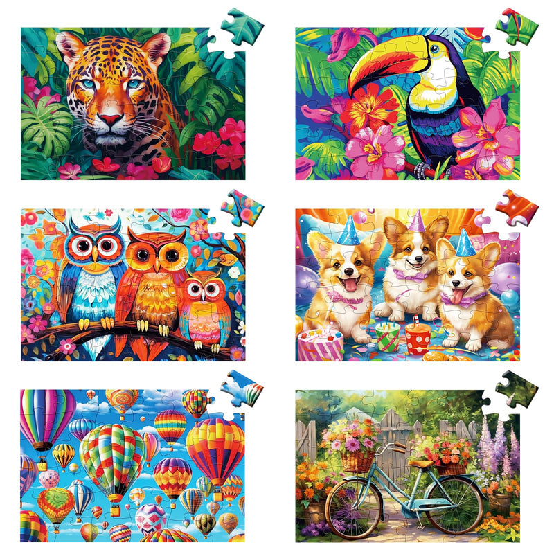 [Australia] - 6 Packs 36 Large Puzzle Pieces for Seniors, 36 Piece Puzzles for Older Adults, Alzheimer's Puzzles, Memory Cognition Games for Older Seniors with 6 Storage Bags 