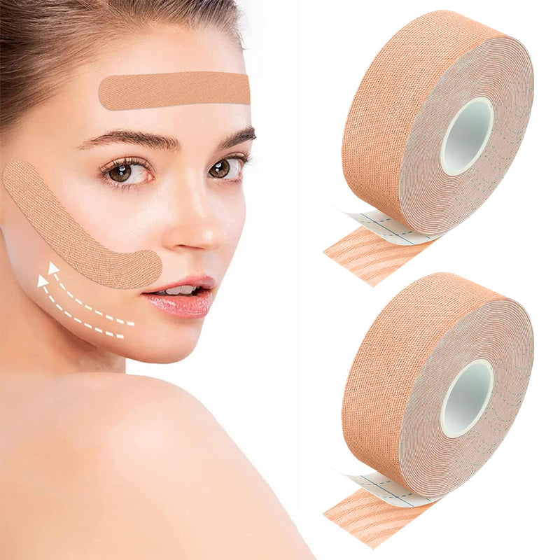 [Australia] - "Face Lifting Tape Pack of 2 Rolls Kinesio Tapes Myofascial Face Lifting Tape Face Tape Against Wrinkles Patch for Muscle Tightening Tapes and Tightening Facial Skin for Women" 