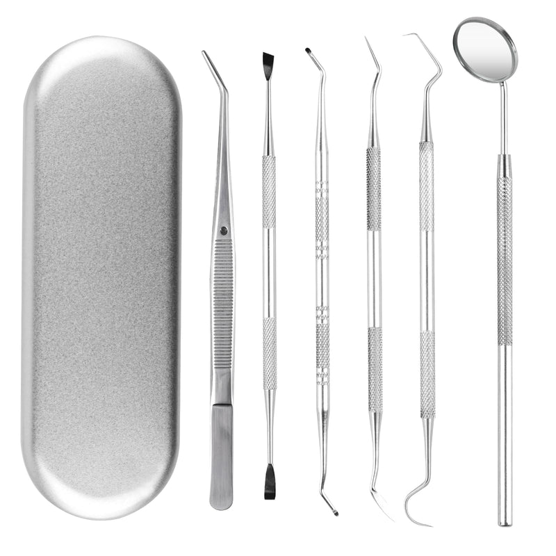 [Australia] - 6 tooth cleaning set, dentist instruments, tartar remover for dogs and humans, dental care set, stainless steel dental cutlery, dental mirror, dental mirror, dental tweezers, dental probe, removing tartar yourself 