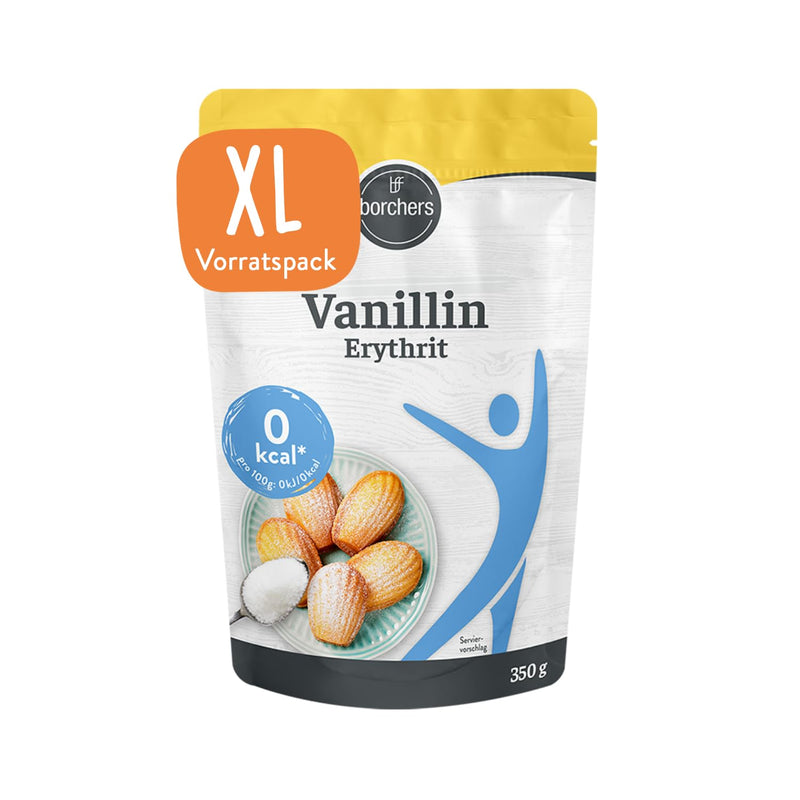 [Australia] - BORCHERS Vanillin Erythritol, alternative to vanilla sugar 350g, based on erythritol, less sweet, calorie-free & sugar-free, sugar substitute, sweetener, sugar alternative, XL value pack 350g (pack of 1) 