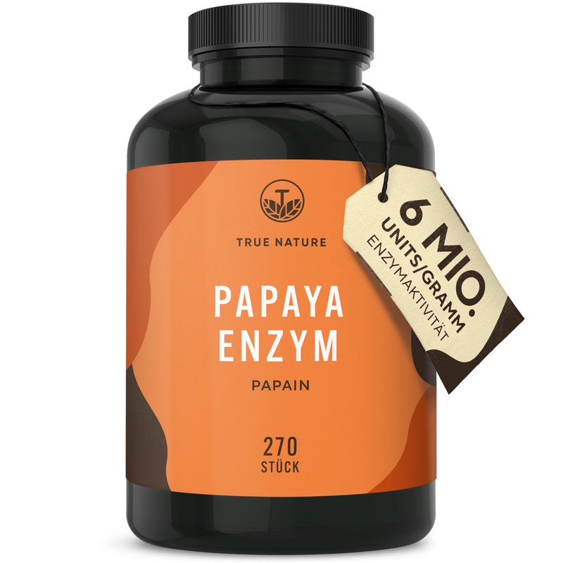 [Australia] - Papaya enzyme capsules - 270 pieces - HIGH DOSE: 2100mg pure papain - 6 million. Units/g Papain Enzyme Activity - Vegan, German Production - TRUE NATURE® 270 pieces (pack of 1) 