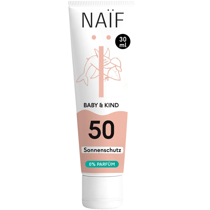 [Australia] - Naïf mineral-based sun cream - for babies and children - SPF 50-0% perfume - cream without octocrylene - UVA and UVB protection - water-resistant - dermatologically tested - without microplastics - 30 ml 30 ml (pack of 1) cream - 0% perfume 
