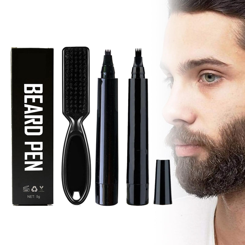 [Australia] - Beard filler pen, 2 pieces beard filler pen, waterproof beard pen, mustache pen, beard filler pencil, waterproof beard pen for men, men's beard pen black, beard pen filling set for filling mustaches 