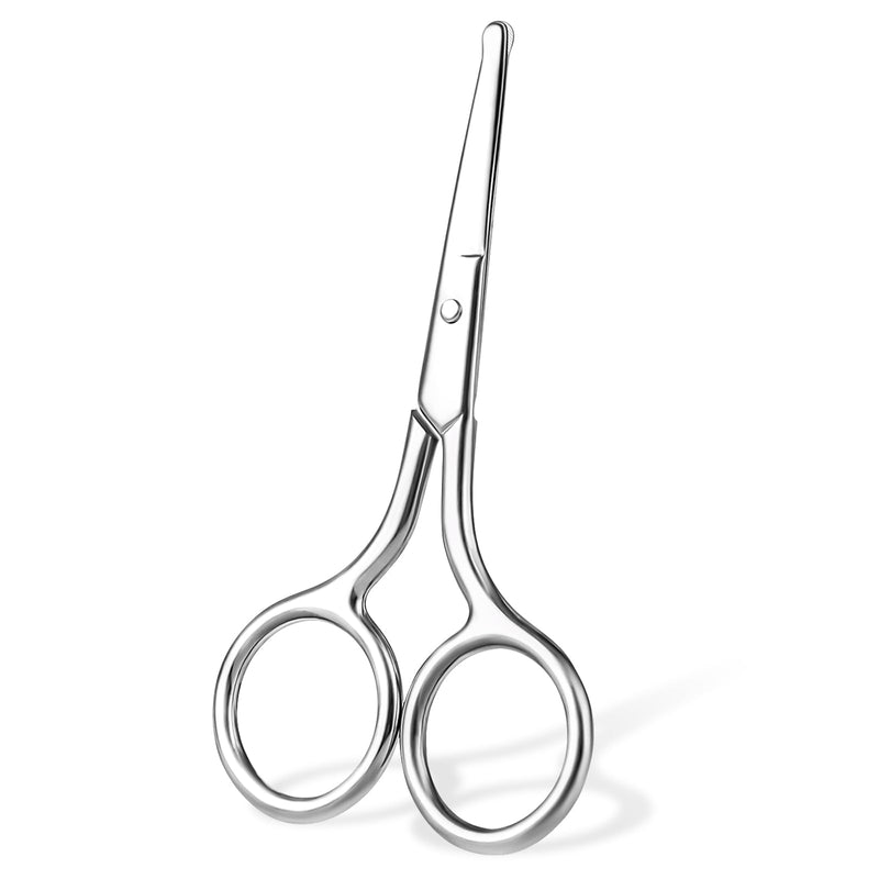 [Australia] - Nose Hair Scissors with Round Tip Beard Scissors Eyebrow Scissors Stainless Steel Rounded Nose Hair Scissors 10 cm Eyebrow Trimmer Silver Ear Hair Scissors for Hair Eyelashes Mustache Nose 