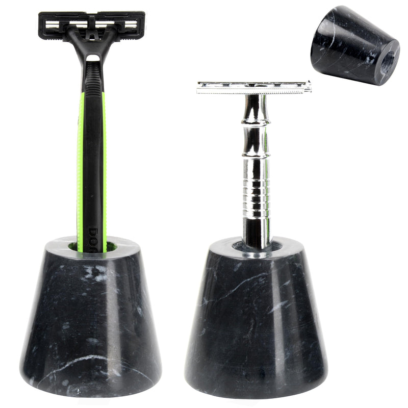 [Australia] - GMYIAK 2 pieces marble razor blade stand, opening diameter 18 mm, desk pen holder, toothbrush razor blade stand for bathroom worktops black 