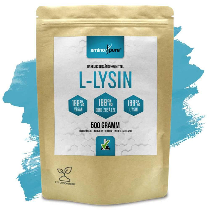 [Australia] - aminopure® | Lysine powder pure | pure L-lysine without additives | 250 servings (2 grams per day) | 100% vegan and tested for harmful substances in the laboratory with certificate | 500 grams 
