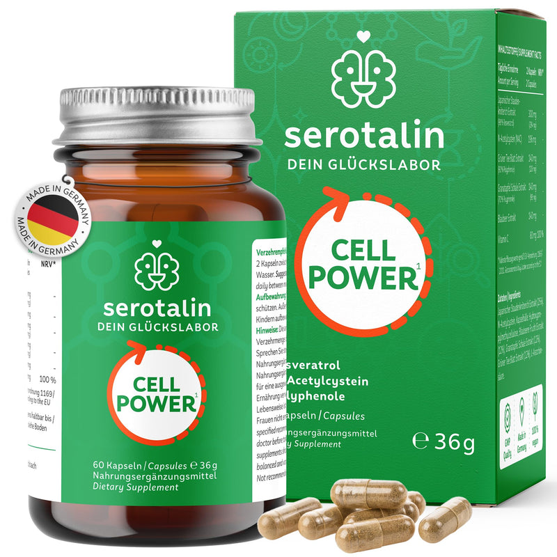 [Australia] - serotalin® CELL POWER NAC capsules - resveratrol & polyphenols + vitamin C | 100% vegan & made in Germany | 60 capsules for 2 months 
