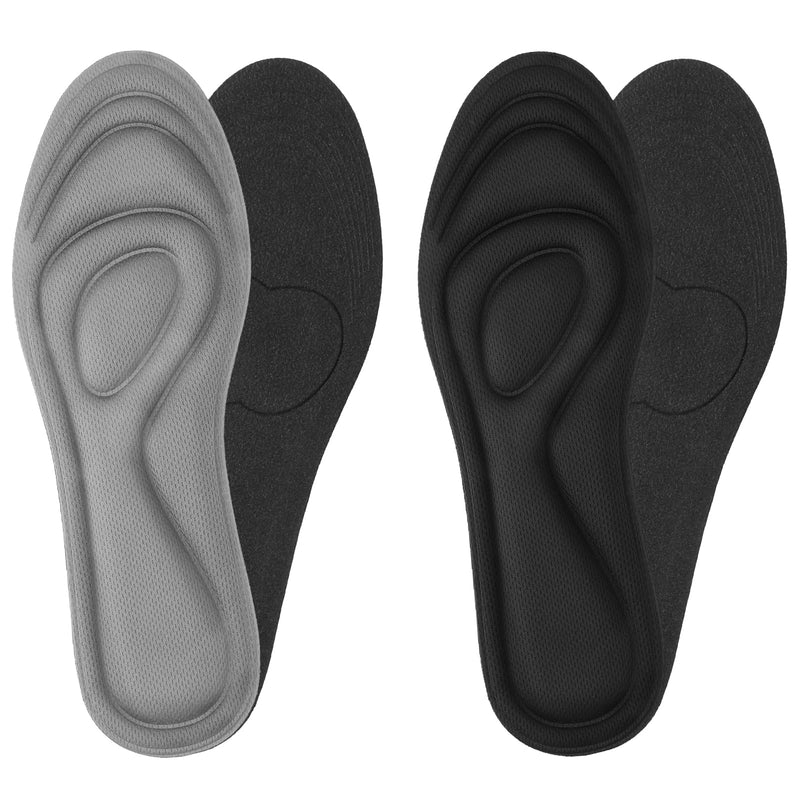 [Australia] - WLLHYF 2 pairs of memory foam insoles shoe insoles for men and women replacement shoe insoles comfortable cushioning shoe insoles shoe pads relieve foot pain (black + gray, 25cm women EU39) black + gray 