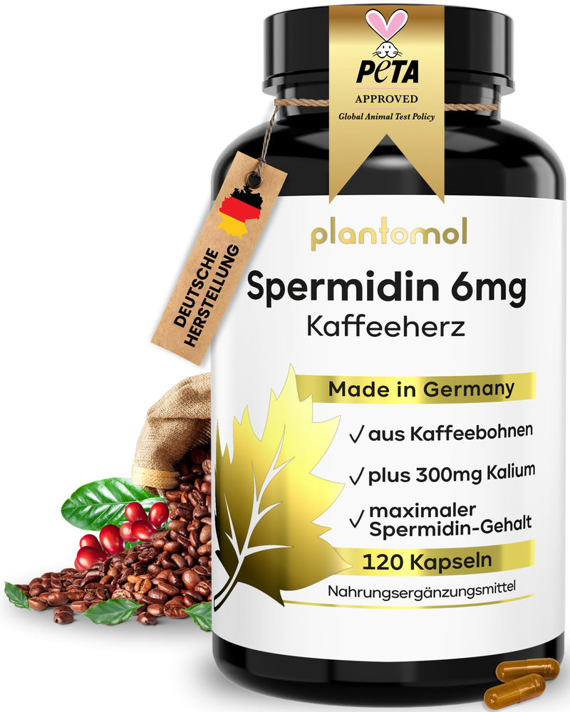 [Australia] - 120 high-dose spermidine capsules made from coffee bean extract with spermidine 6mg + potassium & vitamin B1-2 capsules/day - free from wheat germ extract - gluten-free & vegan - new 