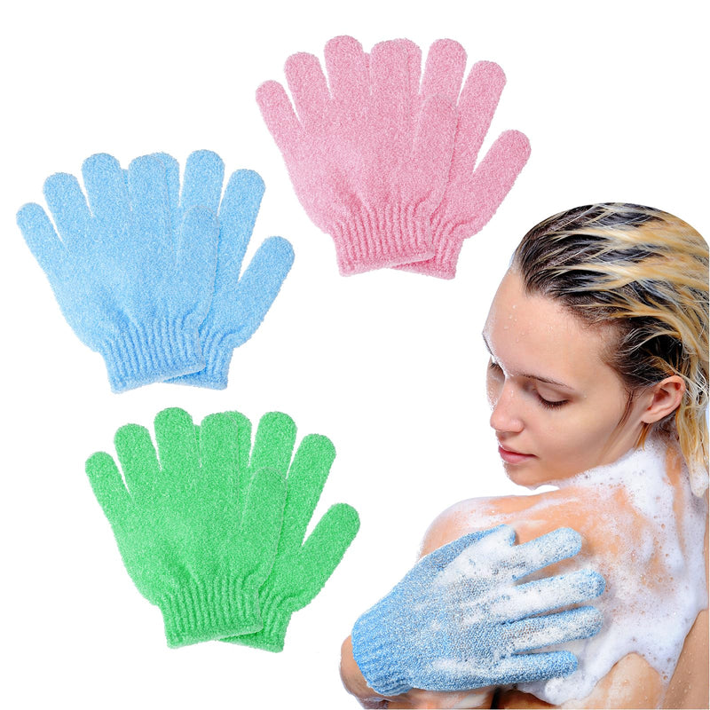 [Australia] - URAQT peeling gloves, pack of 6 exfoliating gloves, peeling gloves, body peeling gloves for body and face C-6PCS 